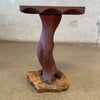 Antique 1960s Live Edge Solid Wood Pedestal On Rock Base