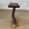 Antique 1960s Live Edge Solid Wood Pedestal On Rock Base