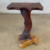 Antique 1960s Live Edge Solid Wood Pedestal On Rock Base