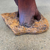 Antique 1960s Live Edge Solid Wood Pedestal On Rock Base