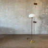 Mid Century Walnut & Brass Laurel Mushroom Floor Lamp