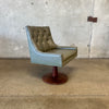 Single Mid Century Modern Walnut Base Swivel Chair with Vinyl Upholstery