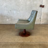 Single Mid Century Modern Walnut Base Swivel Chair with Vinyl Upholstery