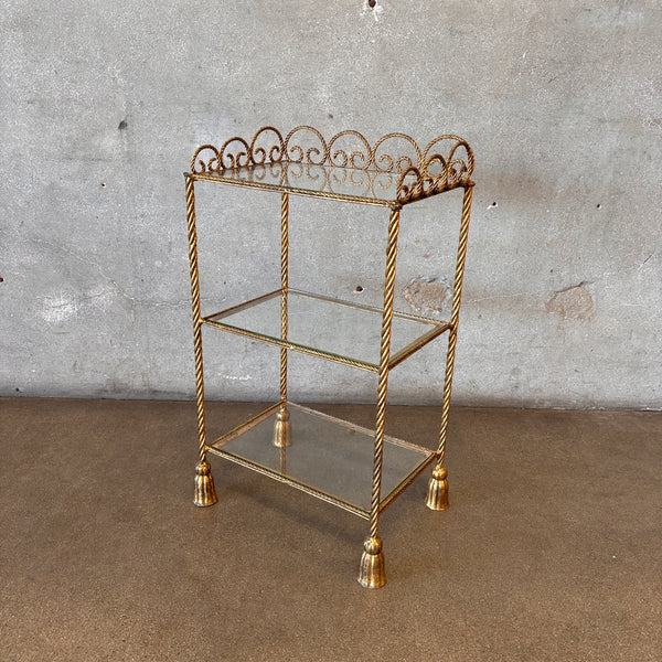 Rope & Tassel 3 Tier Stand with Glass Shelves