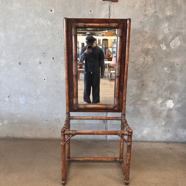 Vintage Rattan Dressing Table with Glass Shelf