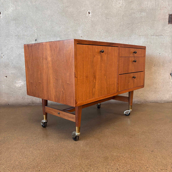 Mid Century Modern Storage Cart On Casters