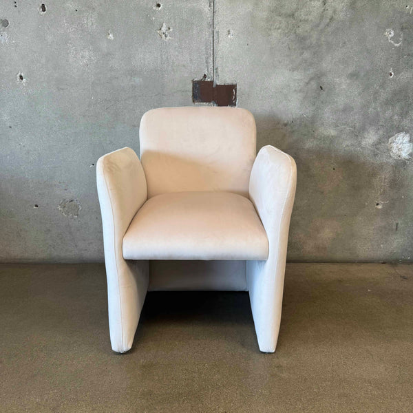 Vintage Post Modern Cream Velvet Accent Chair