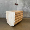 Vintage Ribbed Travertine Side Table