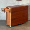 Mid Century Modern Drop Leaf Table With Drawer & Hidden Compartment