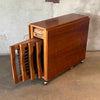 Mid Century Modern Drop Leaf Table With Drawer & Hidden Compartment