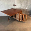 Mid Century Modern Drop Leaf Table With Drawer & Hidden Compartment