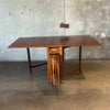 Mid Century Modern Drop Leaf Table With Drawer & Hidden Compartment