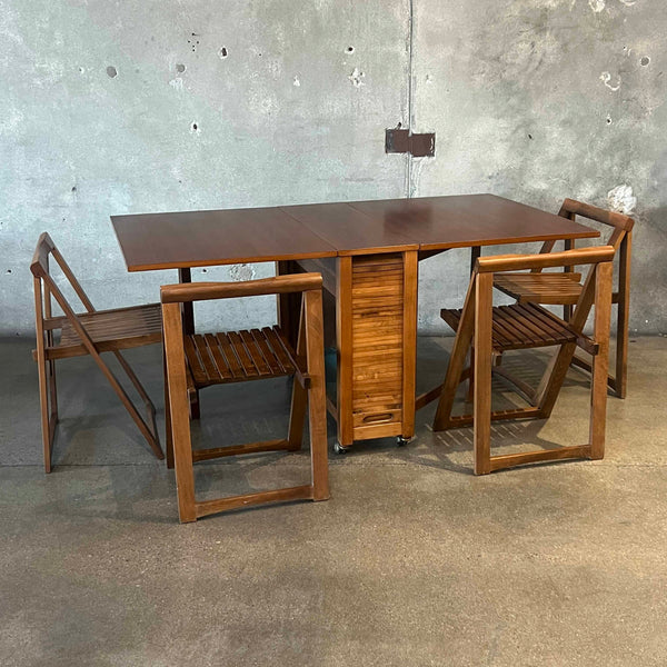 Mid Century Modern Drop Leaf Table With Drawer & Hidden Compartment