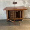 Mid Century Modern Drop Leaf Table With Drawer & Hidden Compartment