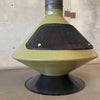 Mid Century Modern Green Glazed & Metal "Aztec" Fireplace