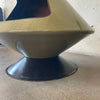 Mid Century Modern Green Glazed & Metal "Aztec" Fireplace