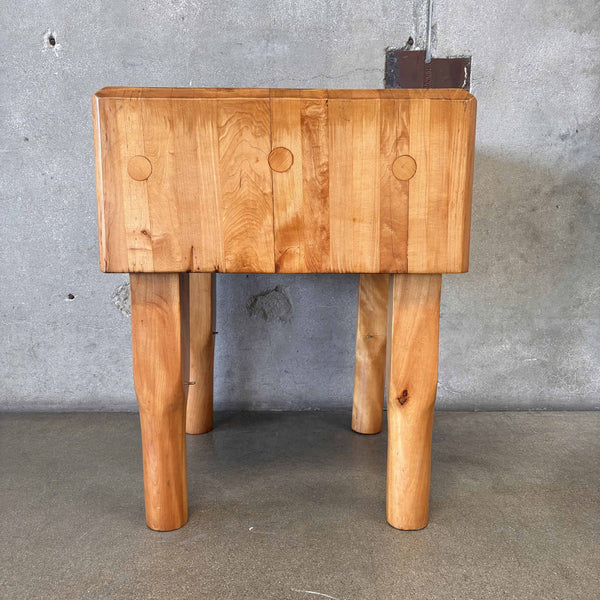 Vintage Solid Maple Butcher Block With Custom Removeable Lower Shelf