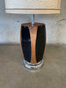 Pair of Mid Century Walnut & Smoked Plexiglass Lamps