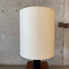 Large Walnut Parquet Mid Century Cube Lamp