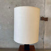 Large Walnut Parquet Mid Century Cube Lamp