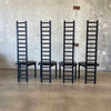 Set of 4 Vintage Post Modern Tall Ladderback Metal Dining Chairs