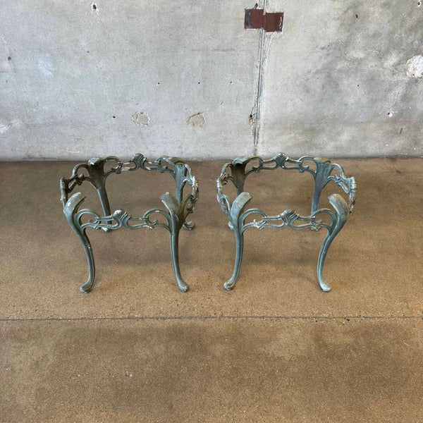 Pair of Vintage Outdoor Cast Aluminum Side Table Bases