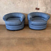 Pair of Vintage Oversized 360 Swivel Chairs & Ottoman