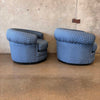 Pair of Vintage Oversized 360 Swivel Chairs & Ottoman