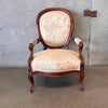 Antique Mahogany Slipper Chair With Silk Upholstery