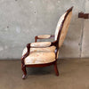 Antique Mahogany Slipper Chair With Silk Upholstery