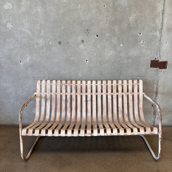 Vintage Mid Century Modern Metal Slat Patio Bench