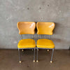 1950s Grey & Yellow Formica Kitchen Table with Leaf & Chairs