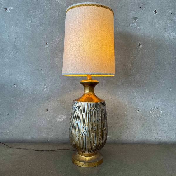 Mid Century Modern Gold Ceramic Lamp