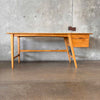 Mid Century Modern Rubberwood Desk With Honey Oak Finish