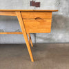 Mid Century Modern Rubberwood Desk With Honey Oak Finish