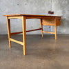 Mid Century Modern Rubberwood Desk With Honey Oak Finish