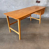 Mid Century Modern Rubberwood Desk With Honey Oak Finish