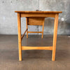 Mid Century Modern Rubberwood Desk With Honey Oak Finish