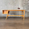 Mid Century Modern Rubberwood Desk With Honey Oak Finish