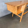 Mid Century Modern Rubberwood Desk With Honey Oak Finish