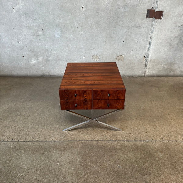 Rosewood and Chrome Base Side Table USA c. 1960