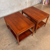 Pair of Lane Rhythm Walnut Two-Tier Side Tables