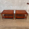 Pair of Lane Rhythm Walnut Two-Tier Side Tables