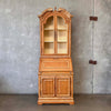 Vintage Carved Secretary Desk With Hutch & Caned Seat Chair