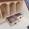 Vintage Carved Secretary Desk With Hutch & Caned Seat Chair