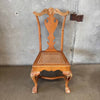 Vintage Carved Secretary Desk With Hutch & Caned Seat Chair