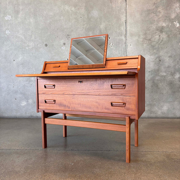 Mid Century 1960s Danish Teak Bureau Vanity By Arne Wahl Iverson