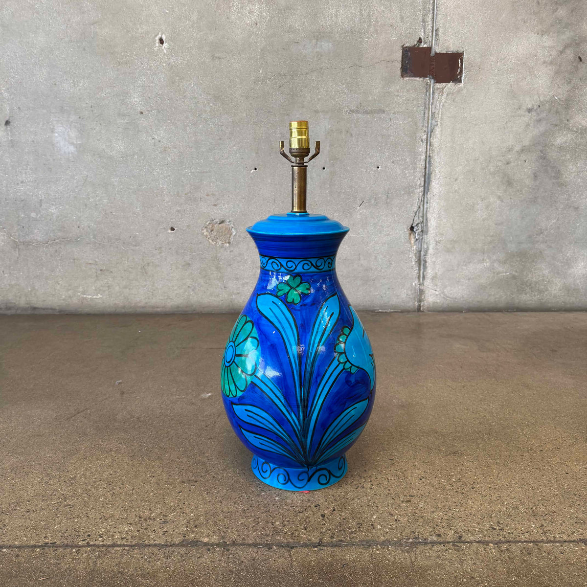 Raymor Blue Ceramic Lamp - Italy Circa 1960
