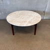 Vintage Tavertine Coffee Table with Walnut Base