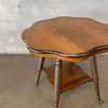 Antique Oak Wood Two Tier Parlor Clawfoot Table